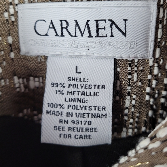 Carmen Marc Valvo Coat Womens M‎ Brown/Metallic Tapestry Round Collar Car - Picture 5 of 10